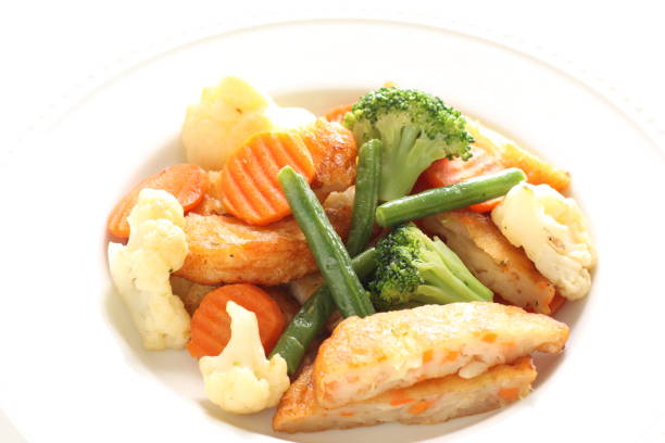 istock Asian food, Satsumaage and mixed vegetable stir fried 950489198