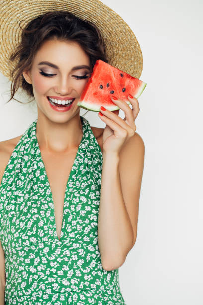 istock Woman with water melon 950495398