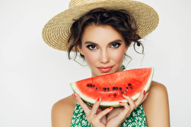 istock Woman with water melon 950495488