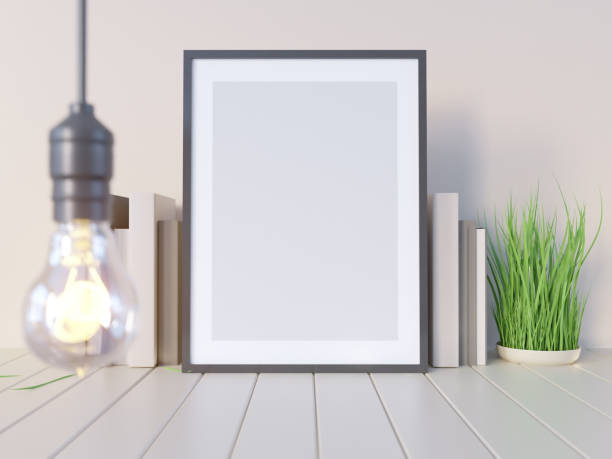 istock Mock up, hipster background, 3d illustration poster,  render,  rendering,  retro,  room,  style,  table,  template,  up,  wall 950502986