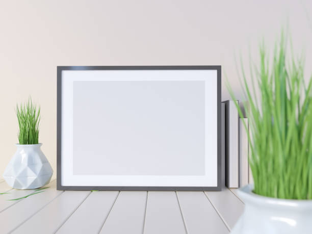 istock Mock up, hipster background, 3d illustration poster,  render,  rendering,  retro,  room,  style,  table,  template,  up,  wall 950503072