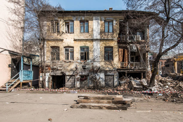 istock Damaged partially collapsed house in Russia. 950510706