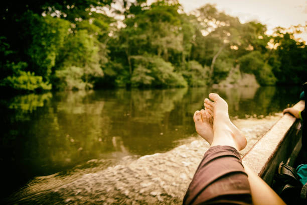 istock Woman relaxes on the amazon river in Ecuador 950511086