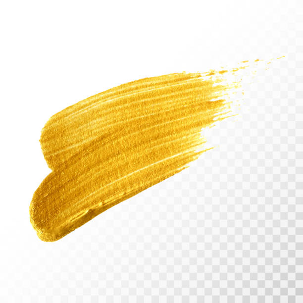 золотая рука обращается краска кисть инсульта изолированы - palette knife painting stock illustrations