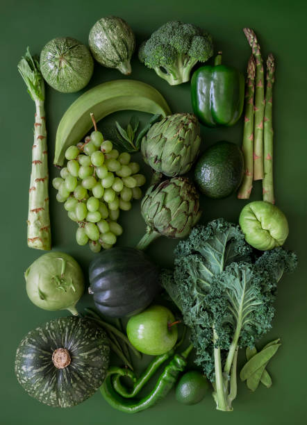 Green fruits and vegetables