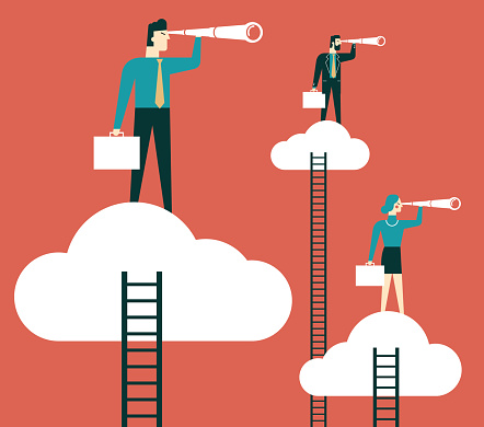 Business People standing on a cloud