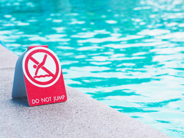 istock Do not jump into water sign 950519618