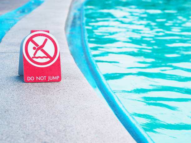 istock Do not jump into water sign 950519730