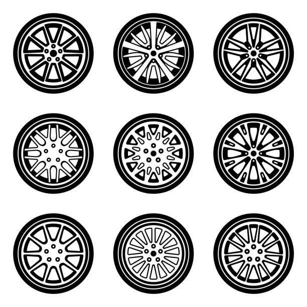 различные виды автомобильных колес. иллюстрация вектора - диск колеса stock illustrations