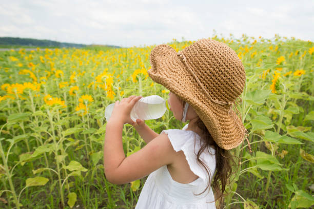 istock Little girl drinking water 950546540