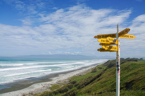 direction and  distance post in McCrackens Rest in New Zealand taken on 4 November 2017