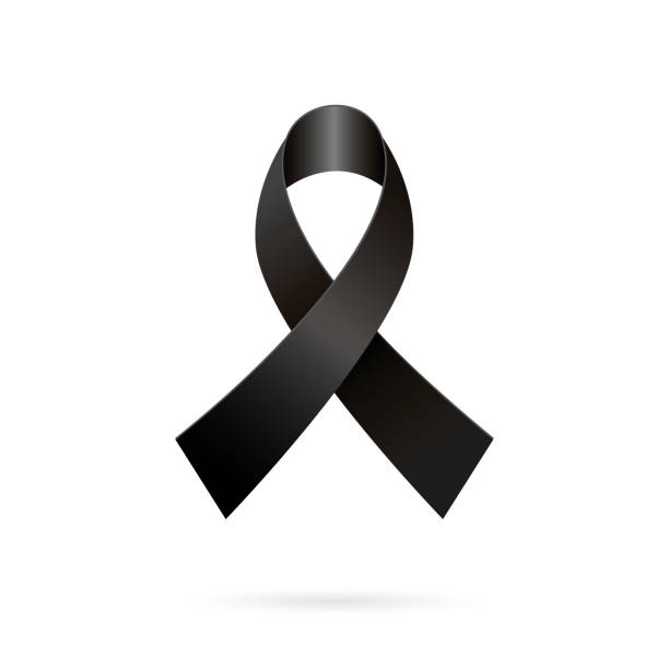 Mourning ribbon. Black awareness tape on a white background Mourning ribbon. Black awareness tape on a white background. Vector illustration of black ribbon icon for pray. mourning illustrations stock illustrations