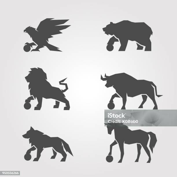 Animal Iconic Stock Illustration - Download Image Now - Lion - Feline, Bull - Animal, Icon Symbol