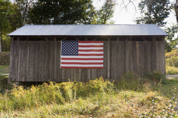 istock A Covered Bridge with the American Flag 950558390