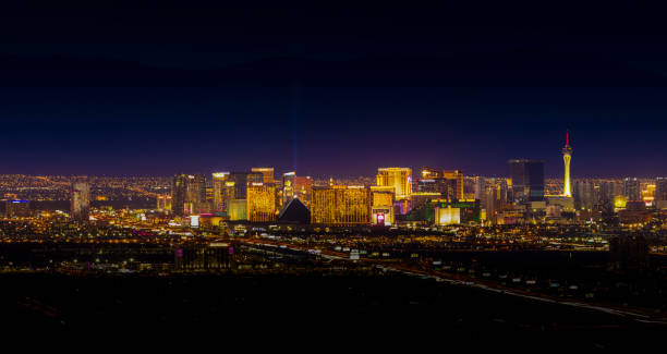 Las Vegas An elevated view of the Las Vegas city skyline. the strip las vegas stock pictures, royalty-free photos & images