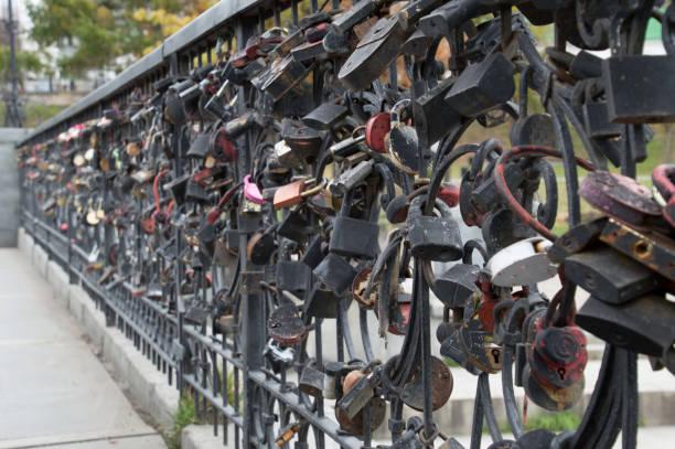 istock Padlocks on a Metal Fence 950568114