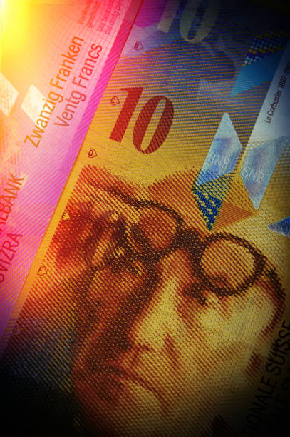 istock Swiss cash denominations ten francs. 950569656
