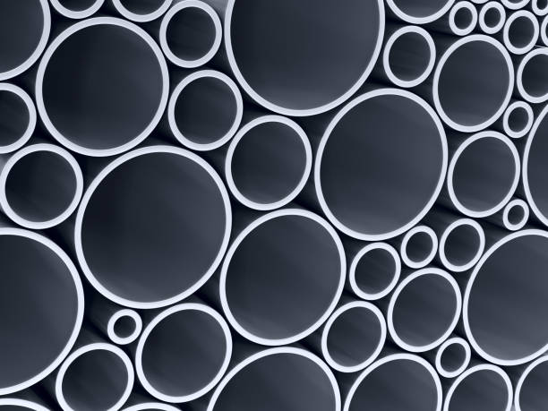 stack metallic pipes. 3d illustration stack metallic pipes. 3d illustration pvc conduit stock pictures, royalty-free photos & images