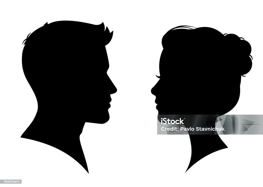 男性と女性のシルエットが顔に直面する-ベクトルします。 - シルエットのロイヤリティフリーベクトルアート