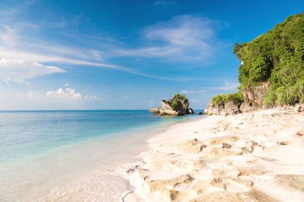 istock Tropical sand beach with rocks and blue ocean in Bali 950577566