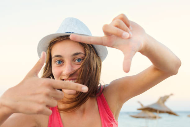 istock Cheerful woman on the beach. 950581492