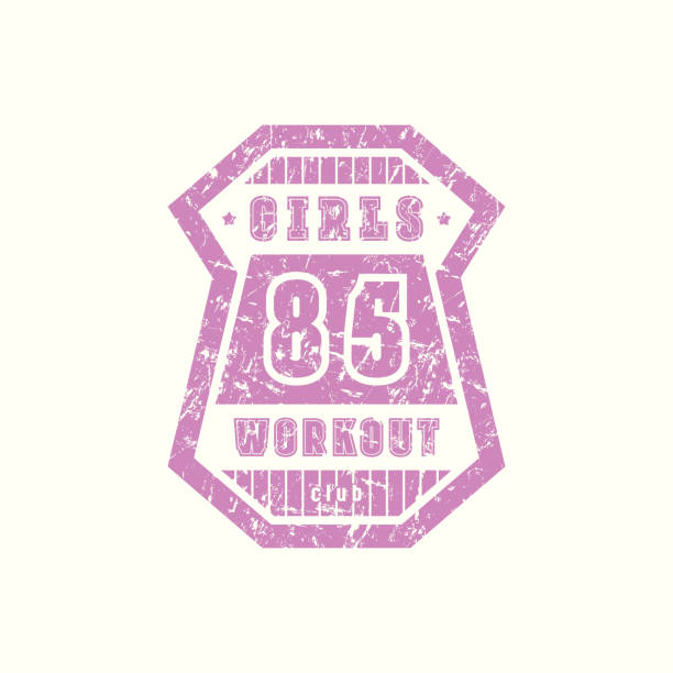 Emblem of girls workout club Emblem of girls workout club. Graphic design for t-shirt. Color print on white background crossfit girl stock illustrations