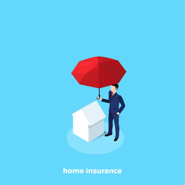 ubezpieczenie domu - insurance rain insurance agent umbrella stock illustrations