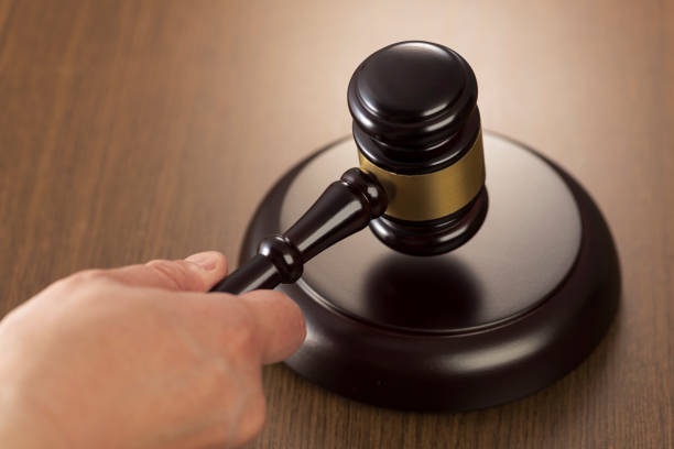 istock Wooden hammer / trial & auction illustration purpose 950587768