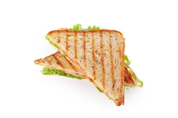白い背景にサンドイッチ - sandwich turkey cold meat ストックフォトと画像