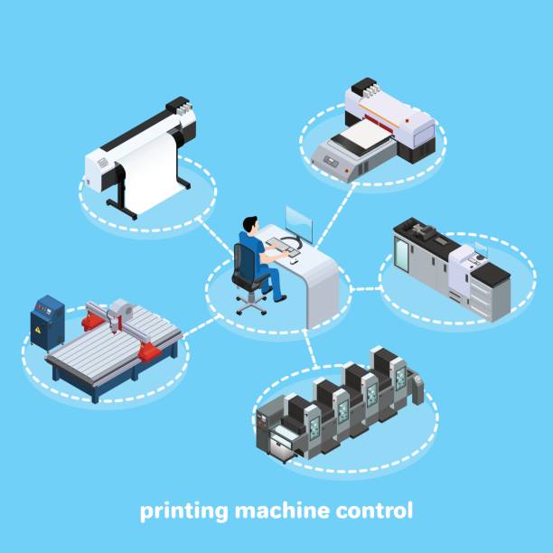 illustrazioni stock, clip art, cartoni animati e icone di tendenza di controllo macchina da stampa - multiple exposures