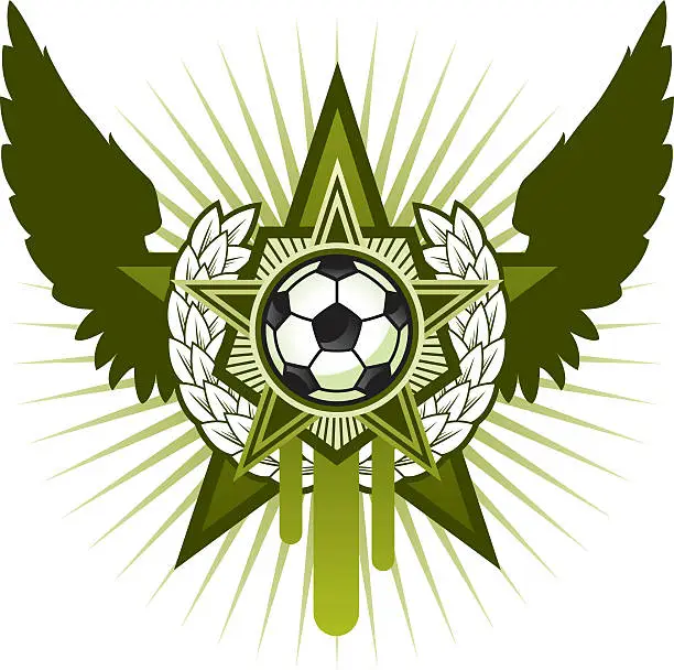 Vector illustration of Winged soccer emblem