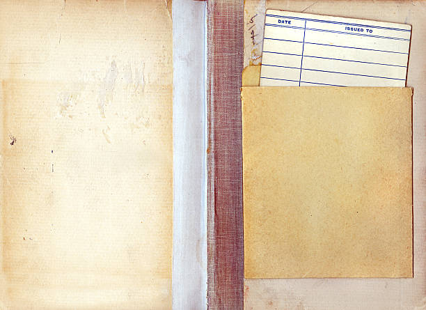 istock Vintage library book check out system with due date card 95059117