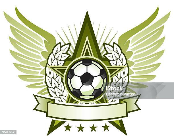 Vetores de Winged Emblema De Futebol e mais imagens de Asa animal - Asa animal, Bola de Futebol, Coroa de Louro