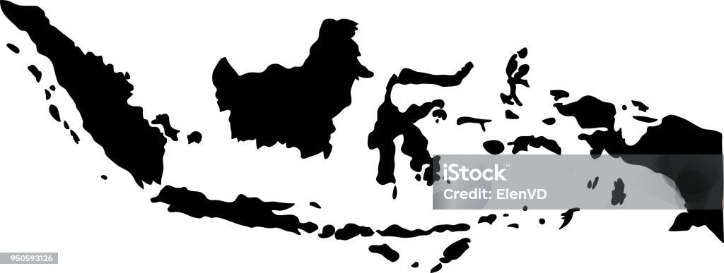 black silhouette country borders map of Indonesia on white background of vector illustration Indonesia stock vector