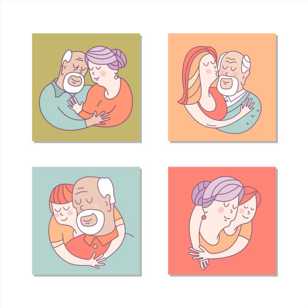 podstawowe rgb - grandparent grandfather grandchild grandmother stock illustrations