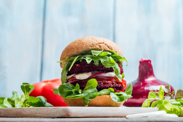 istock Vegetarian burger made of beetroot 950599226