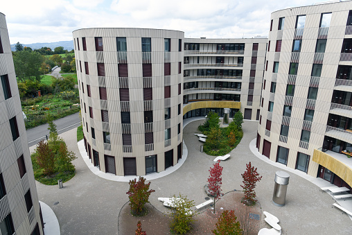 The new built and in autumn 2016 finished Apartment buildings for Students consists of a six and a seven floor building. Inside is nough space for arround 900 students. With this capacity it is rightnow the biggest student livin complex Zurich city.