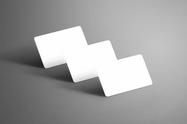 istock Universal template of a three white  bank (gift) card isolated on a background. 950604542