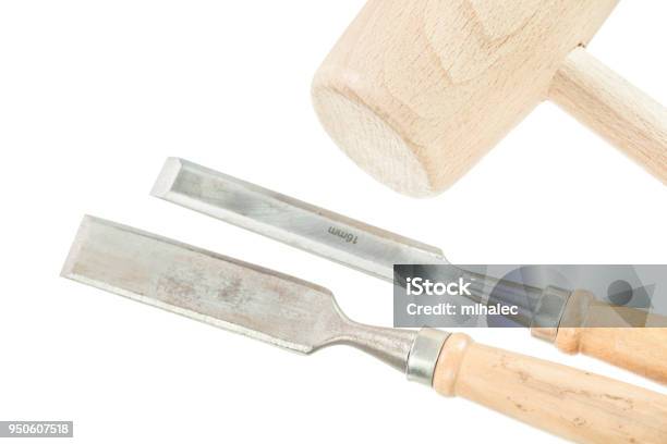플랫 끌 덩어리 망치 흰색 절연 0명에 대한 스톡 사진 및 기타 이미지 - 0명, DIY, 건설 산업 - iStock