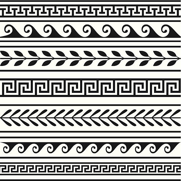 Set of geometric borders Set of geometric borders, full scalable vector graphic included Eps v8 and 300 dpi JPG. greek architecture stock illustrations