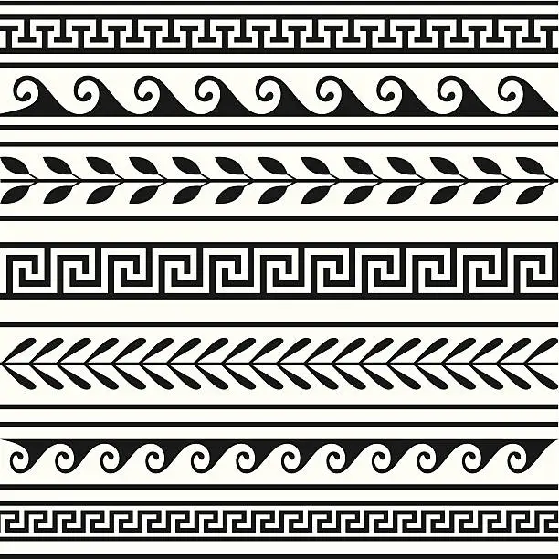 Vector illustration of Set of geometric borders