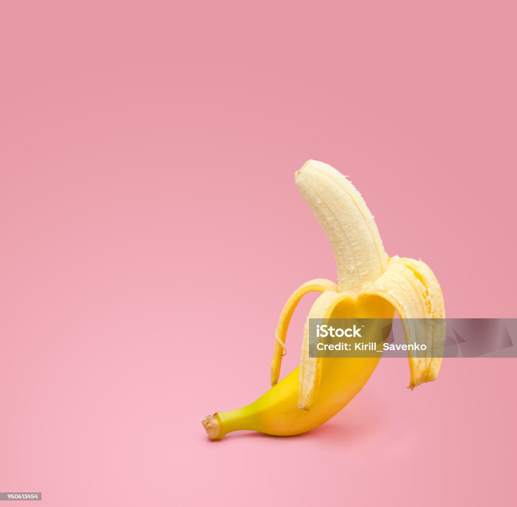 Fresh banana on pink background Banana Stock Photo