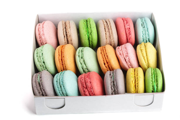 istock colorful macarons in box isolated on white background closeup 950613936