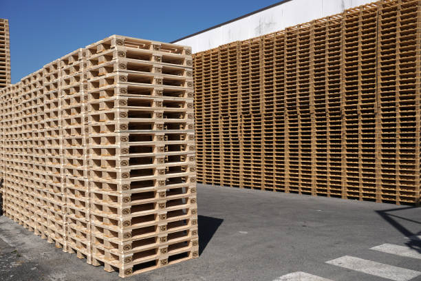 wood Pallets stacks many lot of