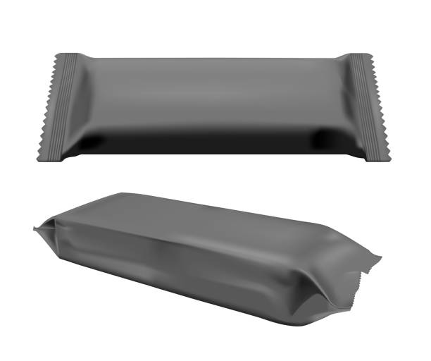 istock Black blank foil food snack pack for chips, candy and other products. Wet wipes packaging 950615452