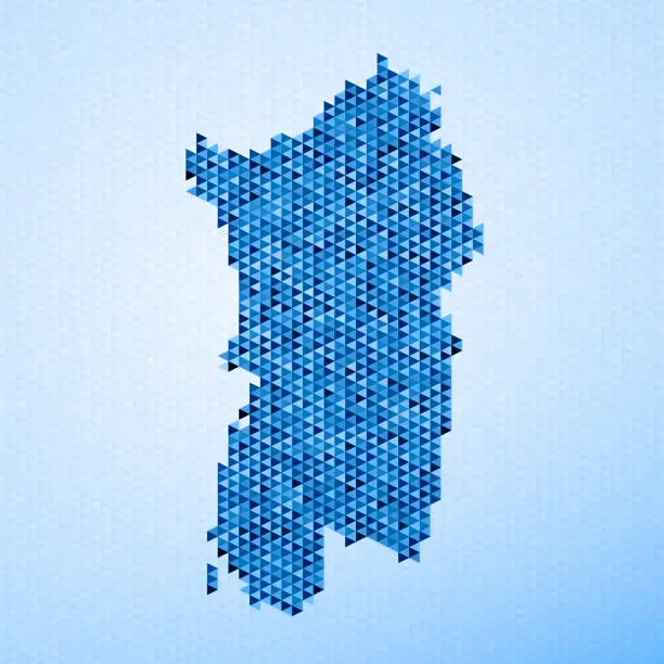 Vector illustration of Italy Regions Sardegna Map Triangle Pattern Blue