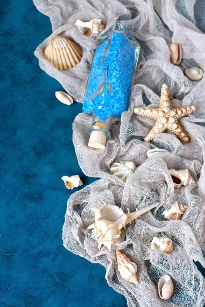 istock Nautical background  of different seashells and  starfish 950618860