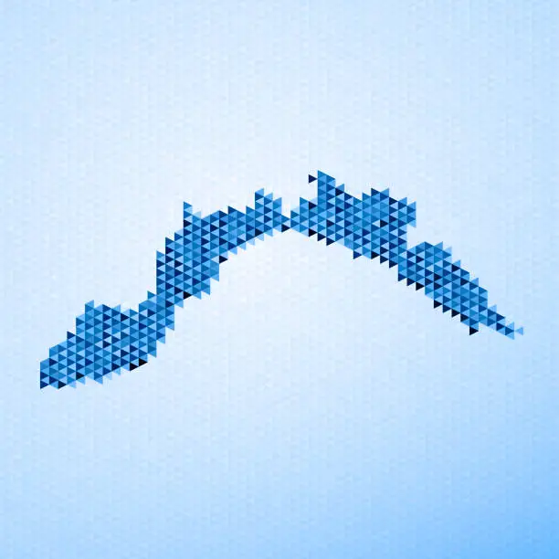 Vector illustration of Italy Regions Liguria Map Triangle Pattern Blue