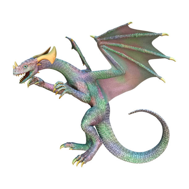 istock 3D illustration fantasy dragon on white 950619030
