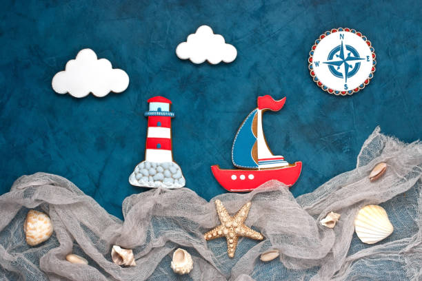 istock Nautical background  of different seashells and  starfish 950623248
